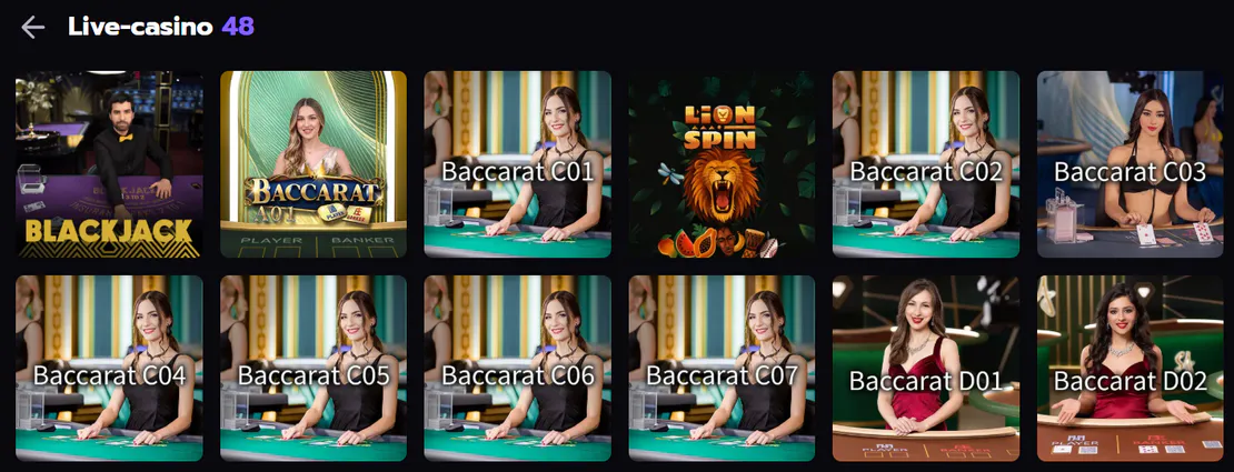 valtercasino casino live games